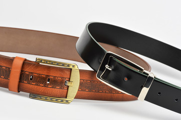 Leather belts on white