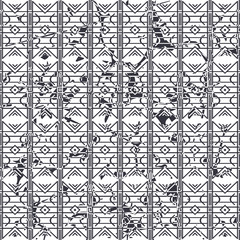 Retro seamless art deco vintage pattern. Geometric ornamental vintage texture with grunge effect.