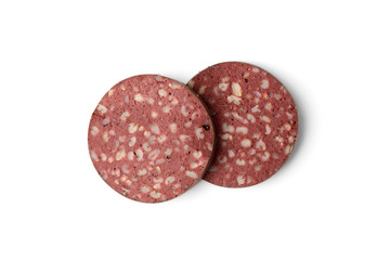 Blood sausage isolated on white background.