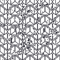 Vector modern geometric tile pattern with grunge effect. Abstract art deco retro vintage background.
