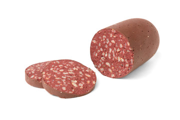 Blood sausage isolated on white background.