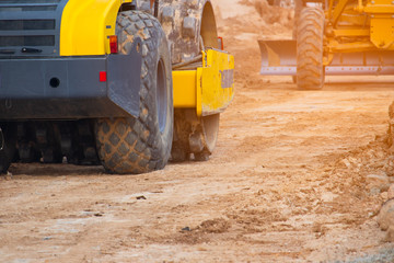 Soil compaction work in road construction, Machinery in road construction