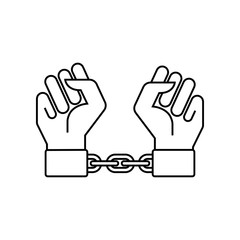 Icono plano manos con cadena en color negro