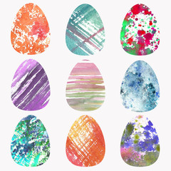 Set of colorful hand drawn Easter eggs. Isolated illustration