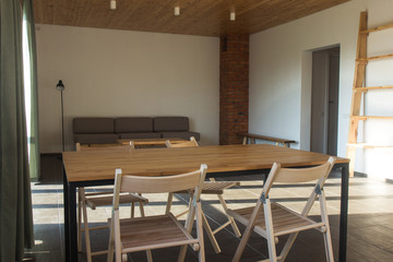 Interior of dining room scandinavian style