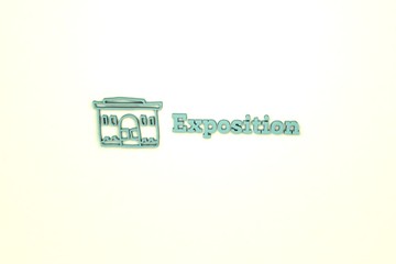 3D illustration of Exposition, blue color and blue text with light background.