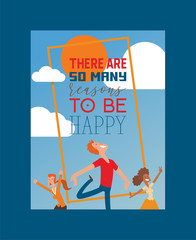 Happy people vector jumping woman or man character in activity of happiness and freedom illustration backdrop of adults smiling men and women jump energy background