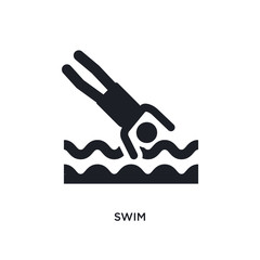 swim isolated icon. simple element illustration from gym and fitness concept icons. swim editable logo sign symbol design on white background. can be use for web and mobile