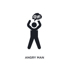 angry man isolated icon. simple element illustration from humans concept icons. angry man editable logo sign symbol design on white background. can be use for web and mobile