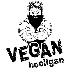 Vegan hooligan. Vector illustration. T-shirt print. Eps 10