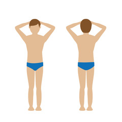 sunbathing man in blue swim shorts character isolated on white background vector illustration EPS10