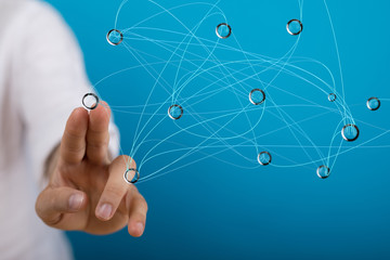  Global network connection World map abstract technology background global business innovation concept