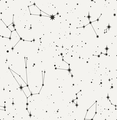 star constellation black white seamless vector pattern