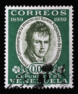 Stamp printed in Venezuela shows Alexander von Humboldt, circa 1960.