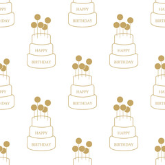 seamless pattern with cake for happy birthday. vector, isolated