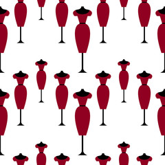 seamless pattern with big red dress for fashion. isolate. vector