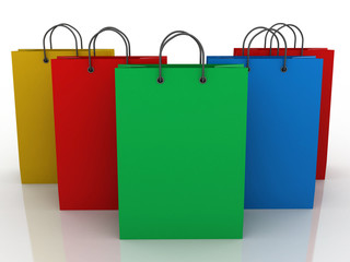 3d rendering colorful shopping bags