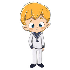 Primera comunión. Niño rubio vestido de marinero