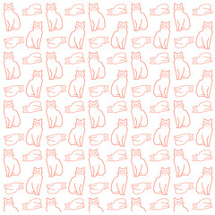 red cat pattern on white background