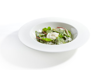 Traditional Ravioli with Porcini Mushrooms Isolated