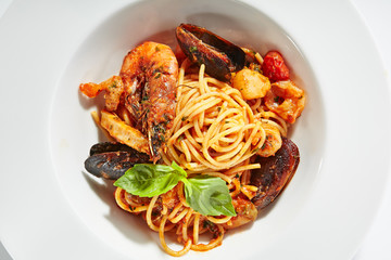 Spaghetti with Seafood Close Up