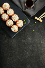 Nori Maki Philadelphia Sushi Rolls Set Top View