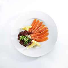 Slightly Salted Salmon Fillet with Lemon and Greens