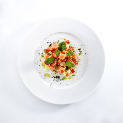 Salmon Slices with Tomato and Cucumber