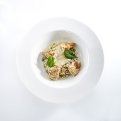 Petit-Tim with a Crispy Chicken and Stew Mushroom Isolated