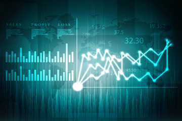 2d rendering Stock market online business concept. business Graph 