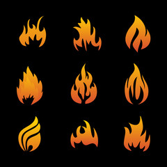 Fire set icon logo template