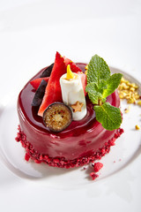 Restaurant Serving Fruit Cake Isolated