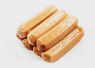 sausages, Hot Dog sausages on a white background