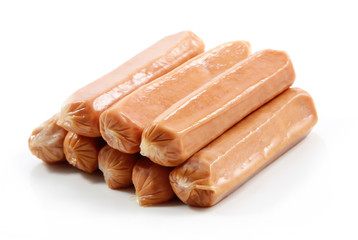 sausages, Hot Dog sausages on a white background