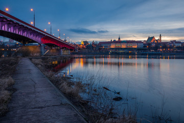 Royal castle and old town over the Vistula river in Warsaw, Poland