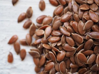 Flax seeds close up. Macro photography