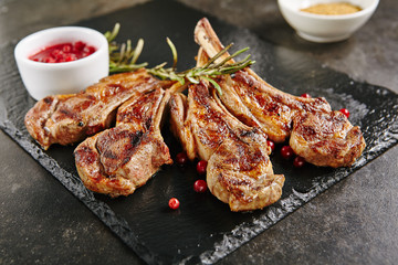Grilled Lamb Chops with Cranberries and Rosemary