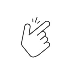 Snap fingers vector icon, thin line outline art style snapping thumbs gesture symbol isolated on white, finger click signal image