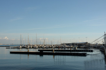 Fototapeta na wymiar Italia : Veduta del porto di Salerno,Dicembre 2018.