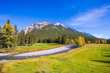 The drying-up stream among  mountains of Banff