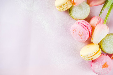 Bright colorful macarons