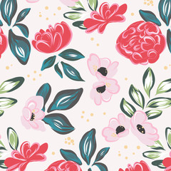 Spring with beautiful flowers. Vector illustration template. Hand drawn elements.