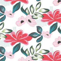 Spring with beautiful flowers. Vector illustration template. Hand drawn elements.