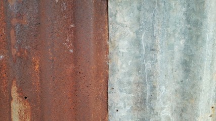 Zinc sheets that are old, rust, corrosion and decay