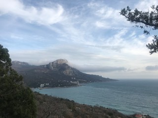 view of the sea and mountains