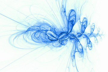 Abstract 3d illustration in blue tones. Water surface, ripples and water whirls. The concept of energy and its flows.