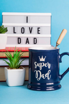 Men's accessory gift for Father's Day - a blue cup with the inscription