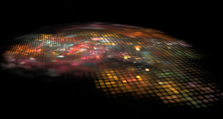 Open cosmos. Stylized bright 3d illustration of outer space. The concept of pixelated space.