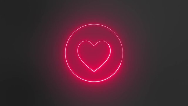Social Media Heart Icon Neon Light