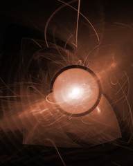 Abstract scientific 3d explosion illustration. Strong emission of energy. Concept research in the field of nuclear energy.